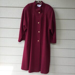 A. SACHS PERLETTE Vintage Red Wool Blend Coat Womens